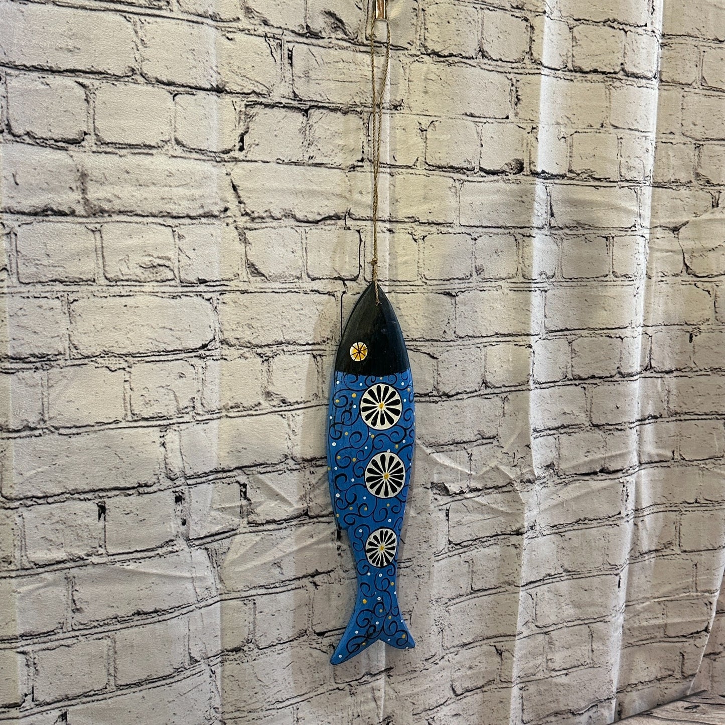 40cm Hanging Fish Hand Painted Fish Wooden Hanging Fish Coastal Decor Design 2