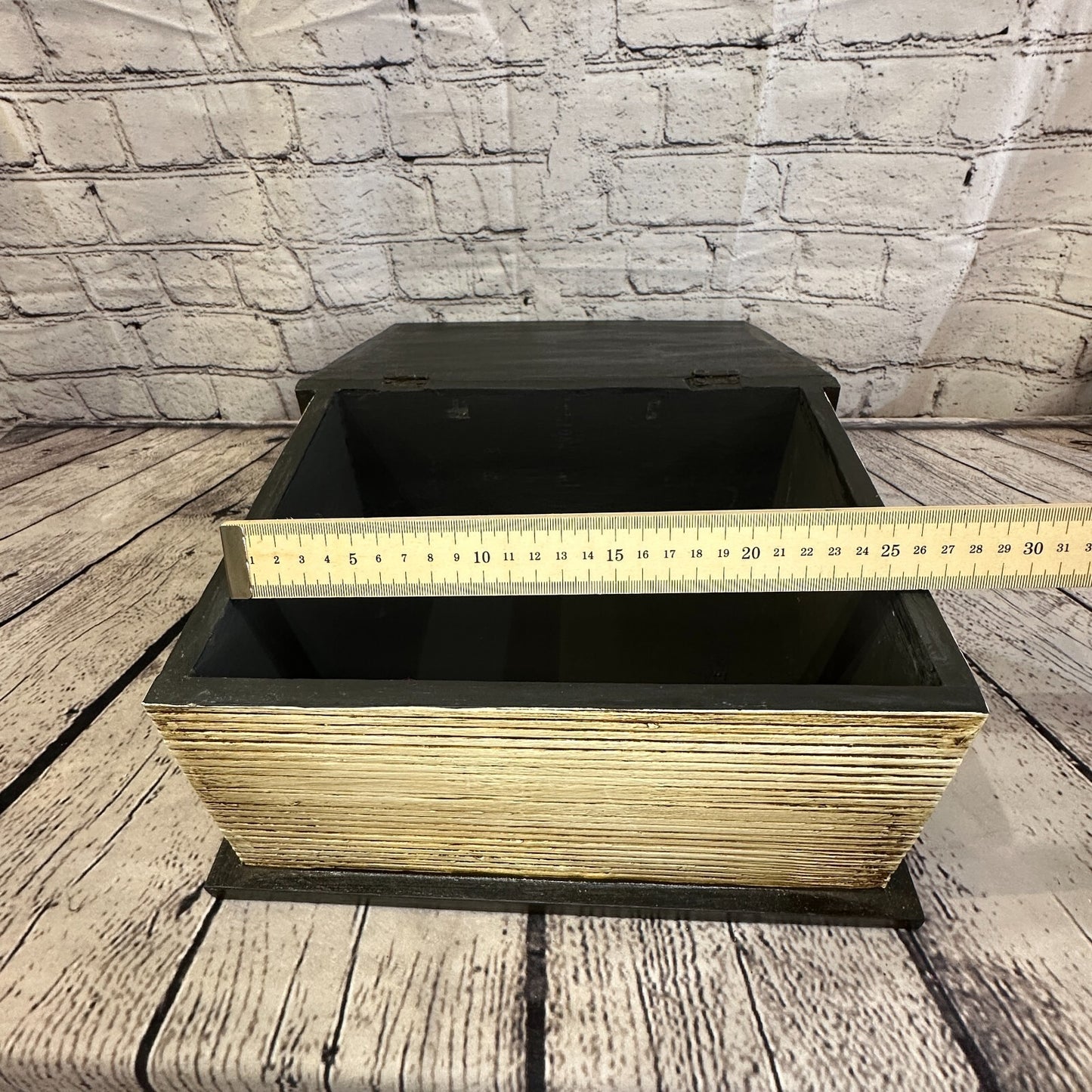 30cm x 22cm Book Wooden Gothic Pentagram Symbol Coffin Jewellery Trinket Box