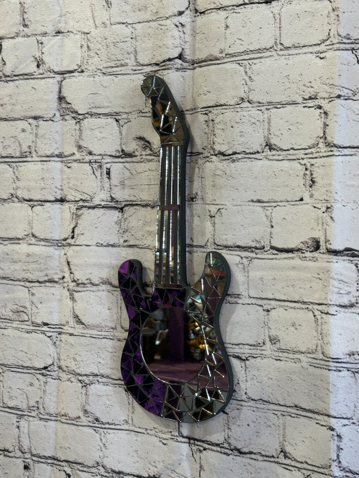 Purple Guitar Mosaic Tile Wall Mirror 40cm x 15cm 16 Inches Handmade New