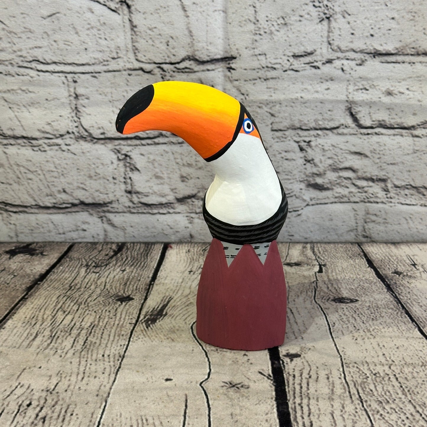 15cm Black Toucan Bird Ornament Statue Fair Trade Hand Made Carved Wood