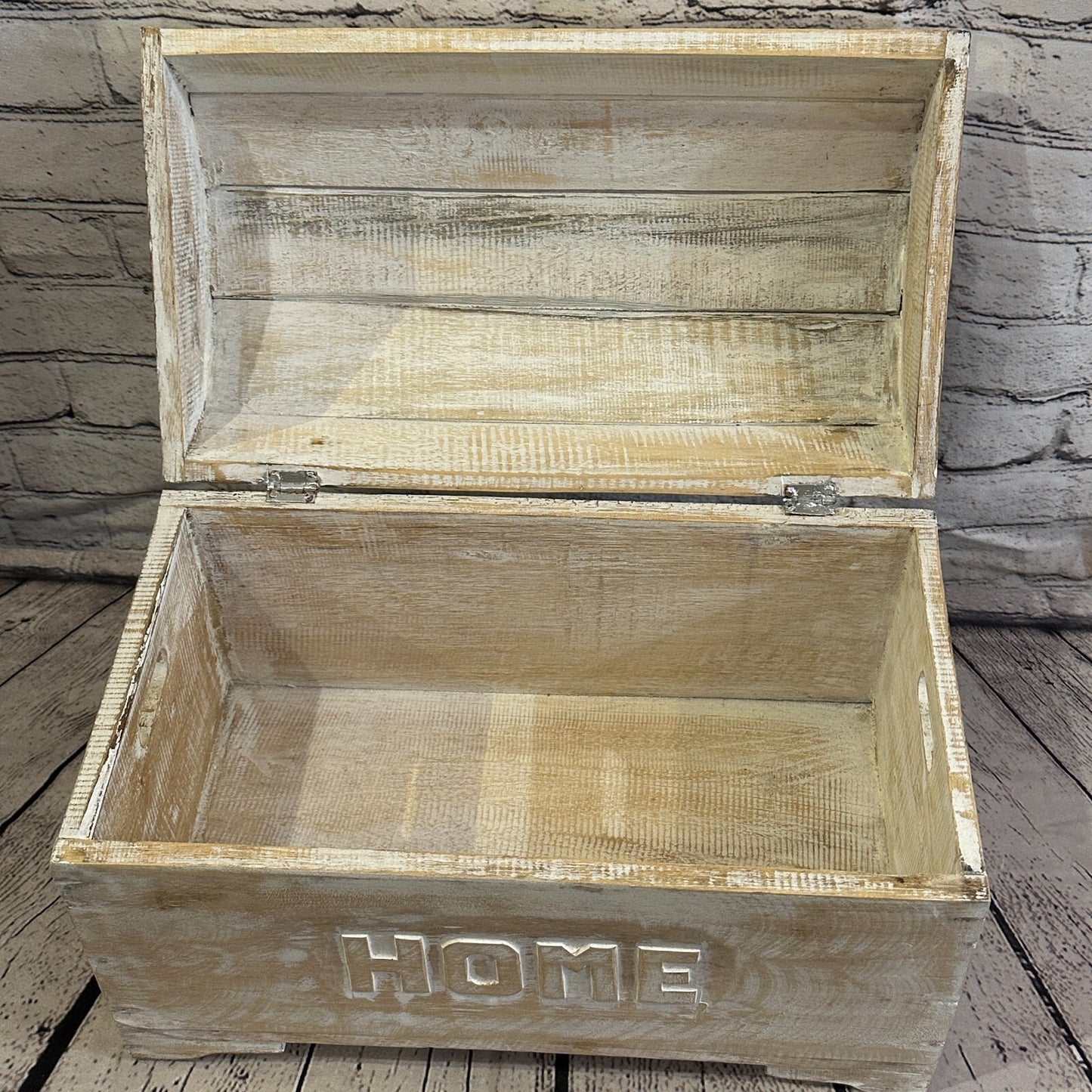 40cm x 28cm x 22cm White Home Wood Box Wooden Chest Storage Craft Handles Lid