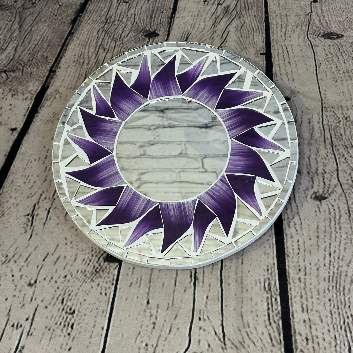 Purple Flame Sun Mosaic Tile Wall Mirror 20cm x 20cm 8 Inches Handmade New