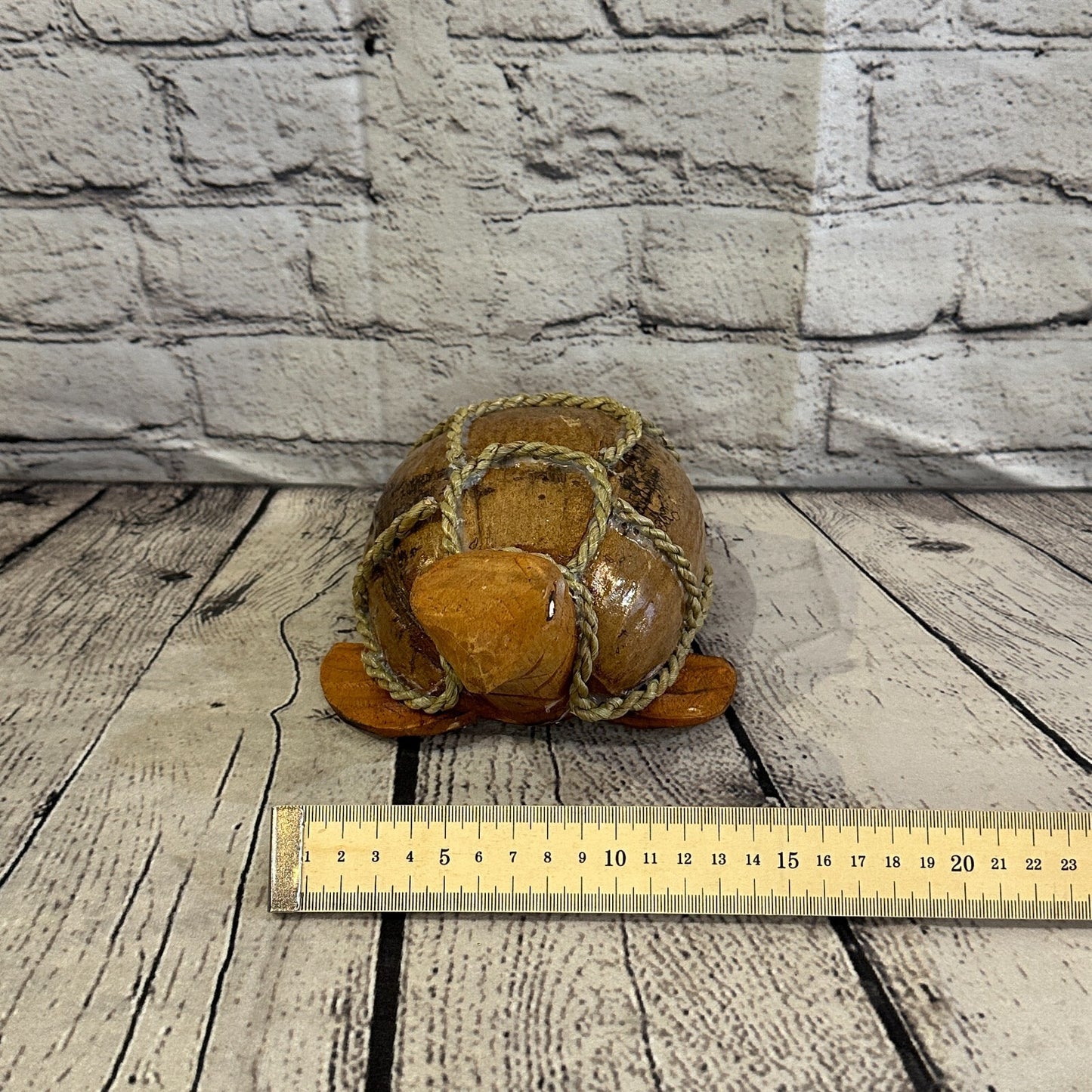 Brown Plain Folk Art Hand Painted Turtle Coconut Shell Ornaments Hanging Decor