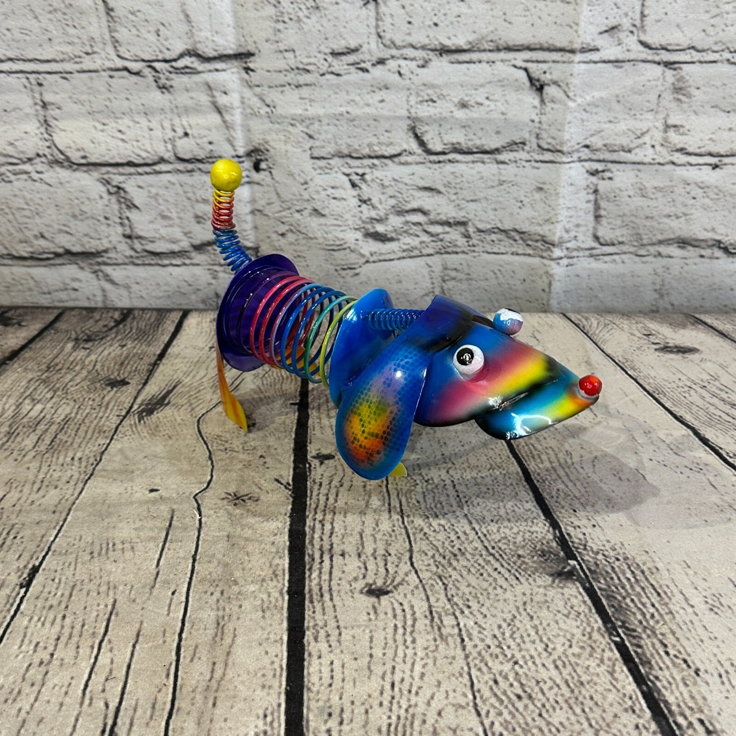 20cm x 15cm Blue Bight Colour Spring Dog Cartoon Ornament Painted Statue