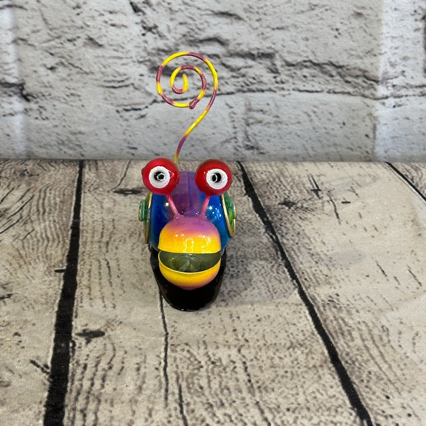 10cm x 7cm Purple Snail Bug Cartoon Postcard Holder Ornament Painted Statue