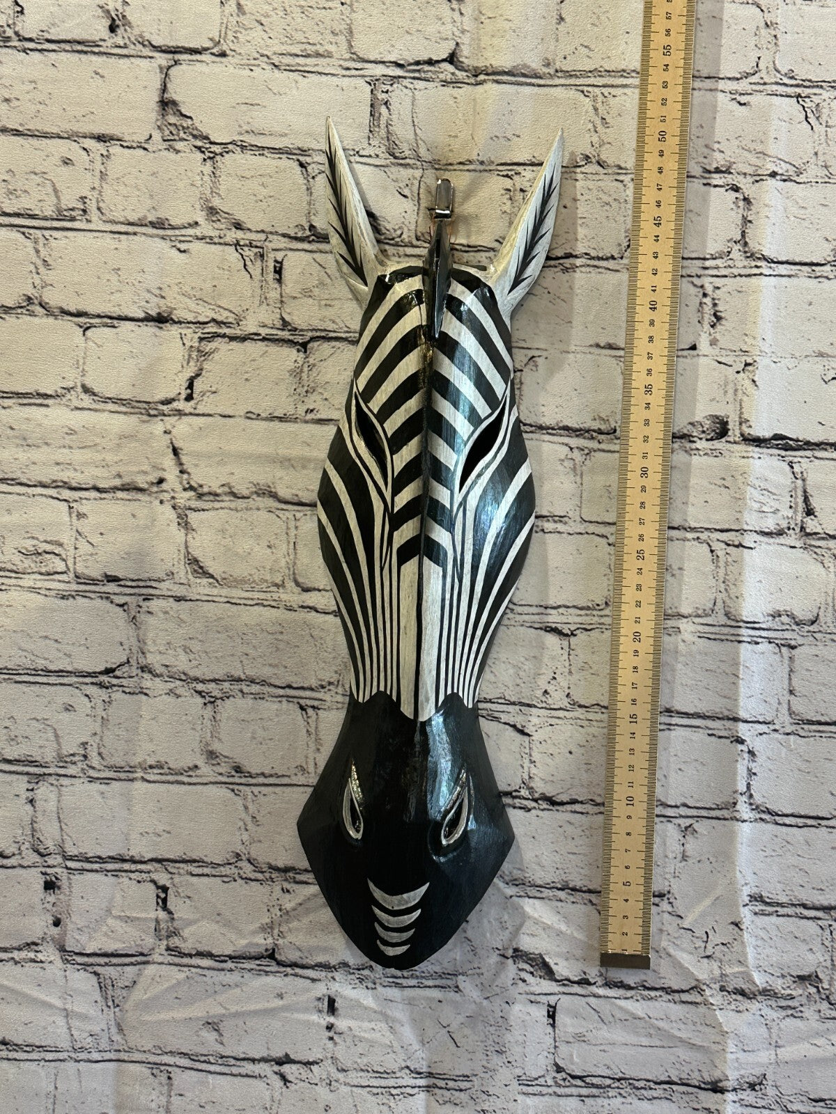 50cm Stripe Zebra Hand Carved Fair Trade Wooden Animal Wall Art Wall Hang Mask