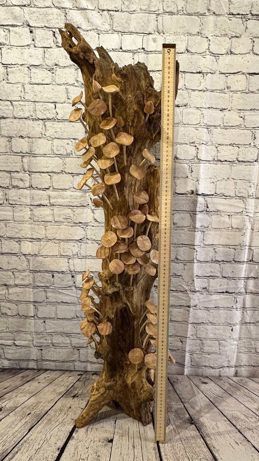 100cm Tall Mushrooms Cluster Parasite Ornament Natural Carving Fairtrade Wooden