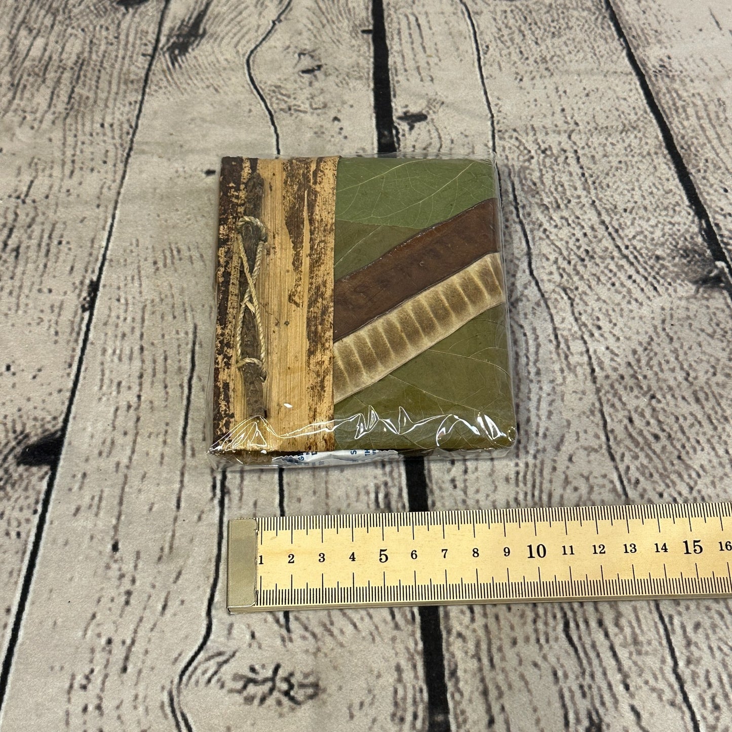 Natural Leaf Note Book 12cm x 10cm With Paper Made From Bamboo Pulp Design 4