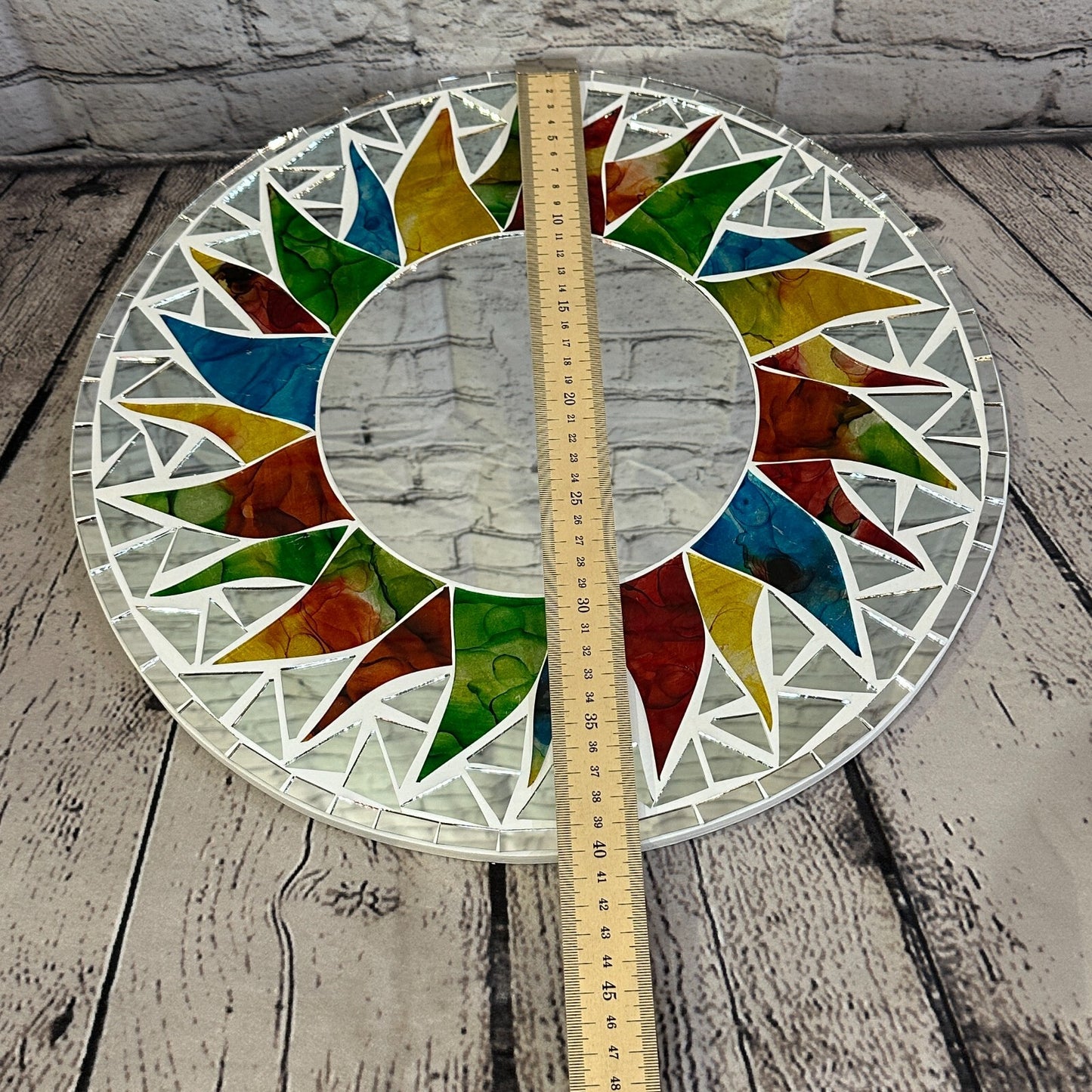 Rainbow White Sun Mosaic Tile Wall Mirror 40cm x 40cm 16 Inches Handmade New