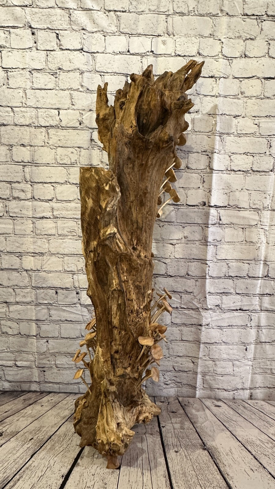 100cm Tall Mushrooms Cluster Parasite Ornament Natural Carving Fairtrade Wooden
