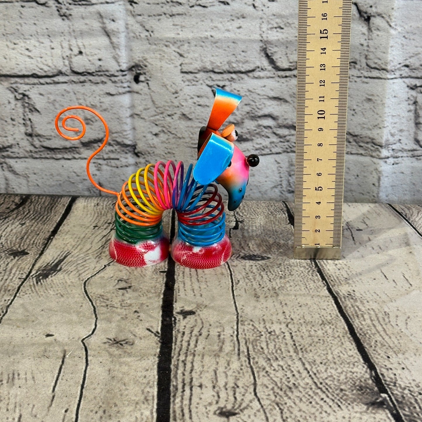 10cm x 10cm Pink Bight Colour Spring Dog Cartoon Ornament Painted Statue