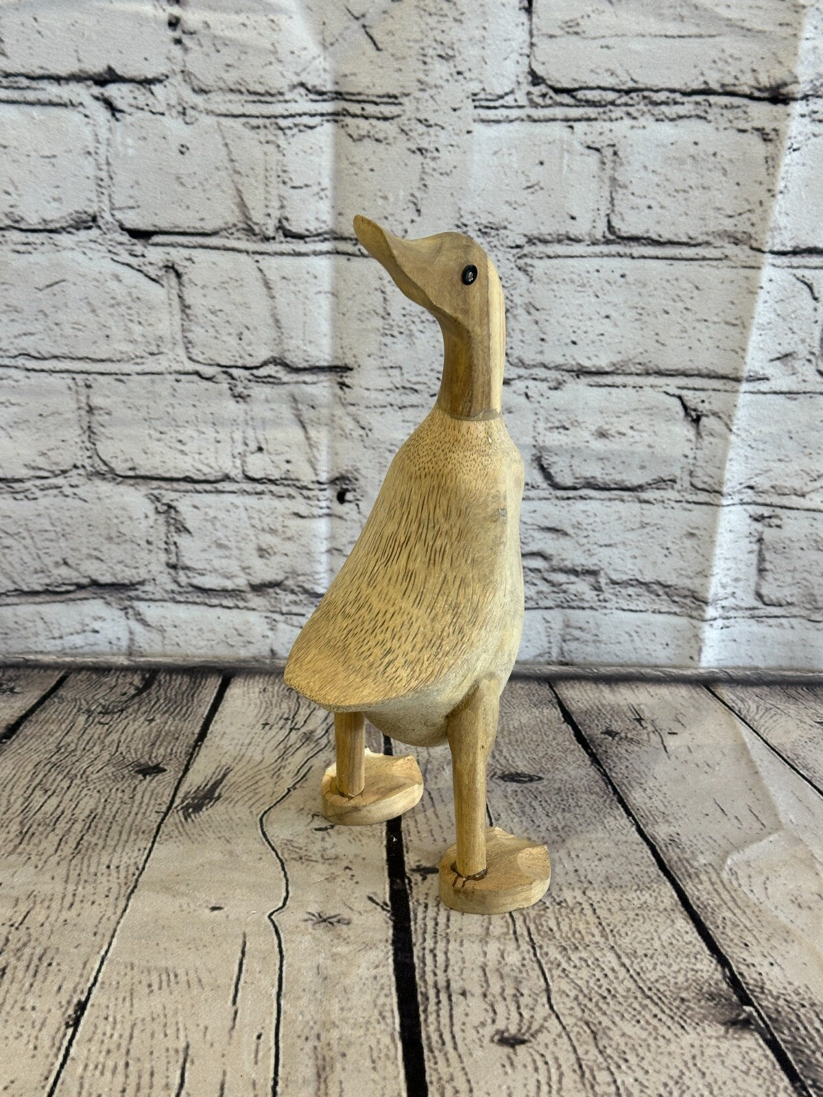 Looking Back 25cm Tall Wooden Hairy Duckling Baby Duck Bamboo Root Fairtrade