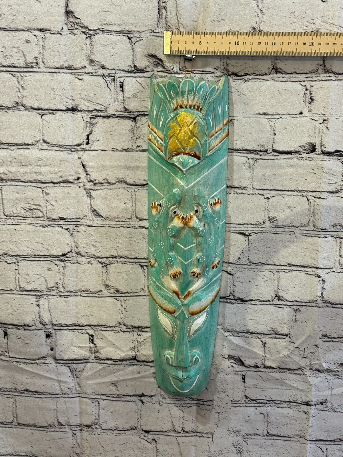 50cm Green Gecko Hand Carved Fair Trade Wooden Animal Wall Art Hang Mask