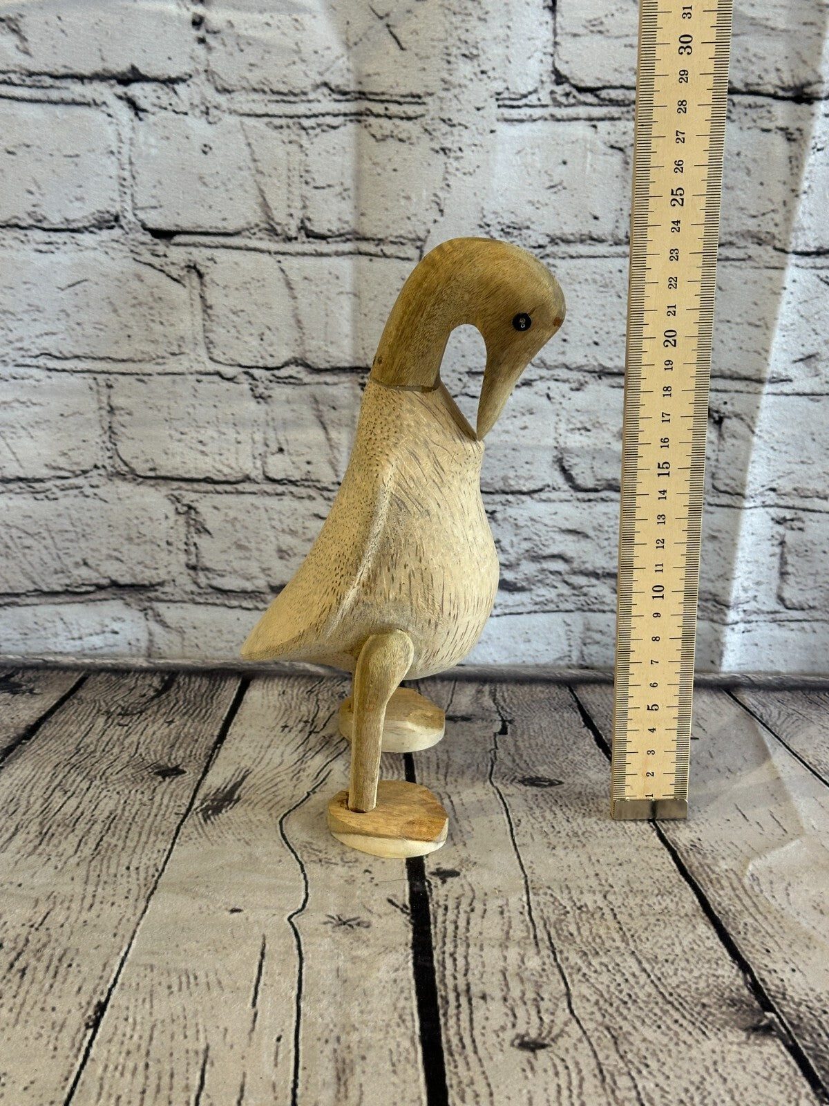 Swan Neck 25cm Tall Wooden Hairy Duckling Baby Duck Bamboo Root Fairtrade
