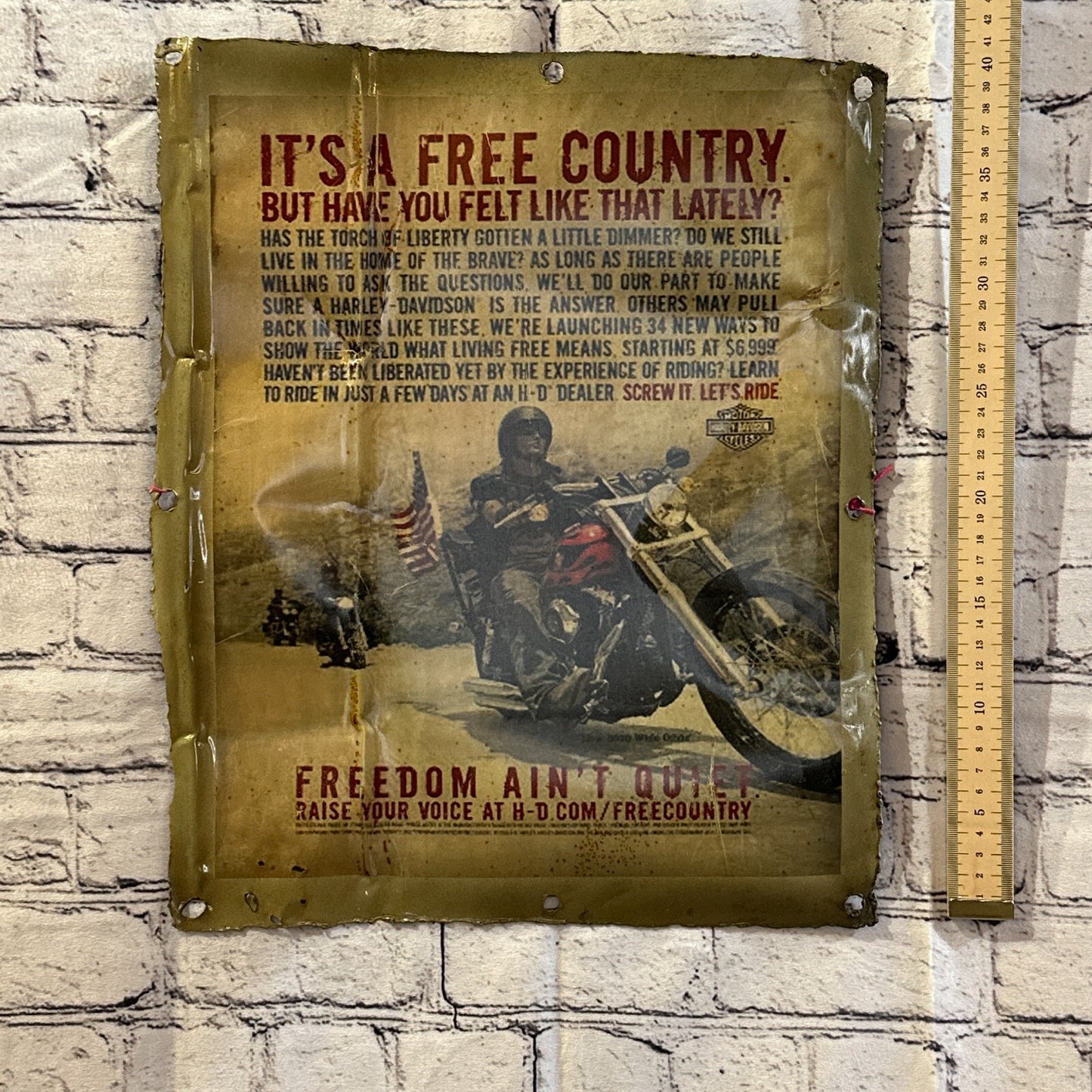 USA Freedom Harley Davidson Bike Wall Plaque 42cm x 36cm Vintage Retro Tin Sign
