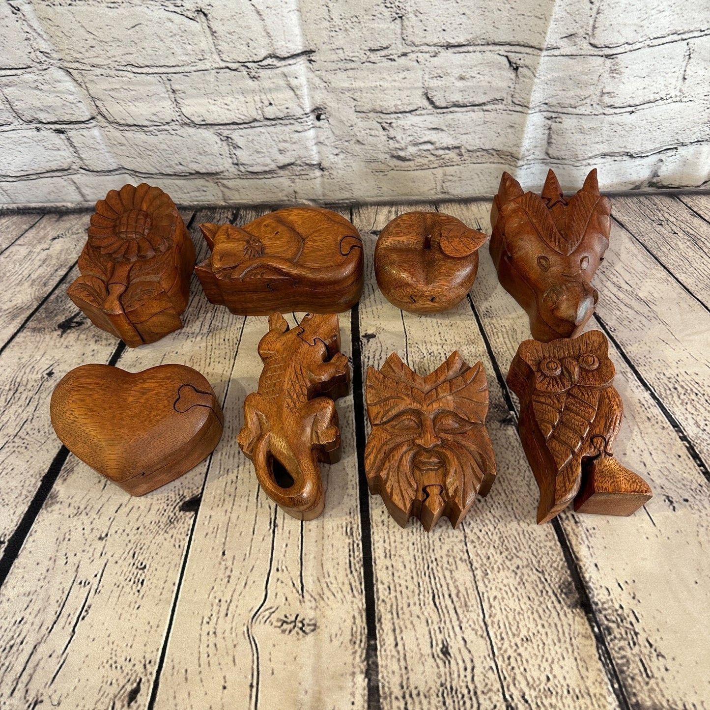 Carved Gecko Lizard 4 Bit Wooden Puzzle Box Secret Box Magic Trinket Handmade