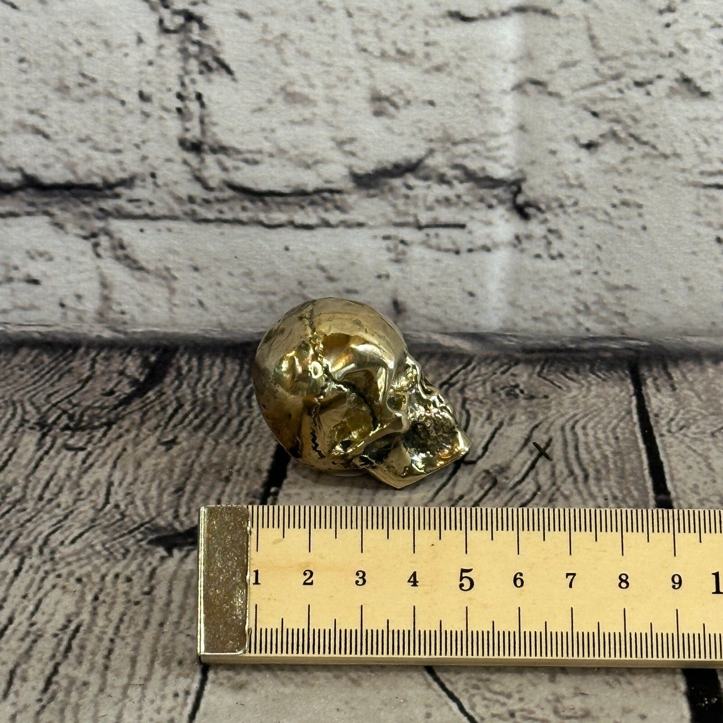 4cm x 4cm Antique Bronze Colour Skull Human Head Sculpture Ornament Home Office