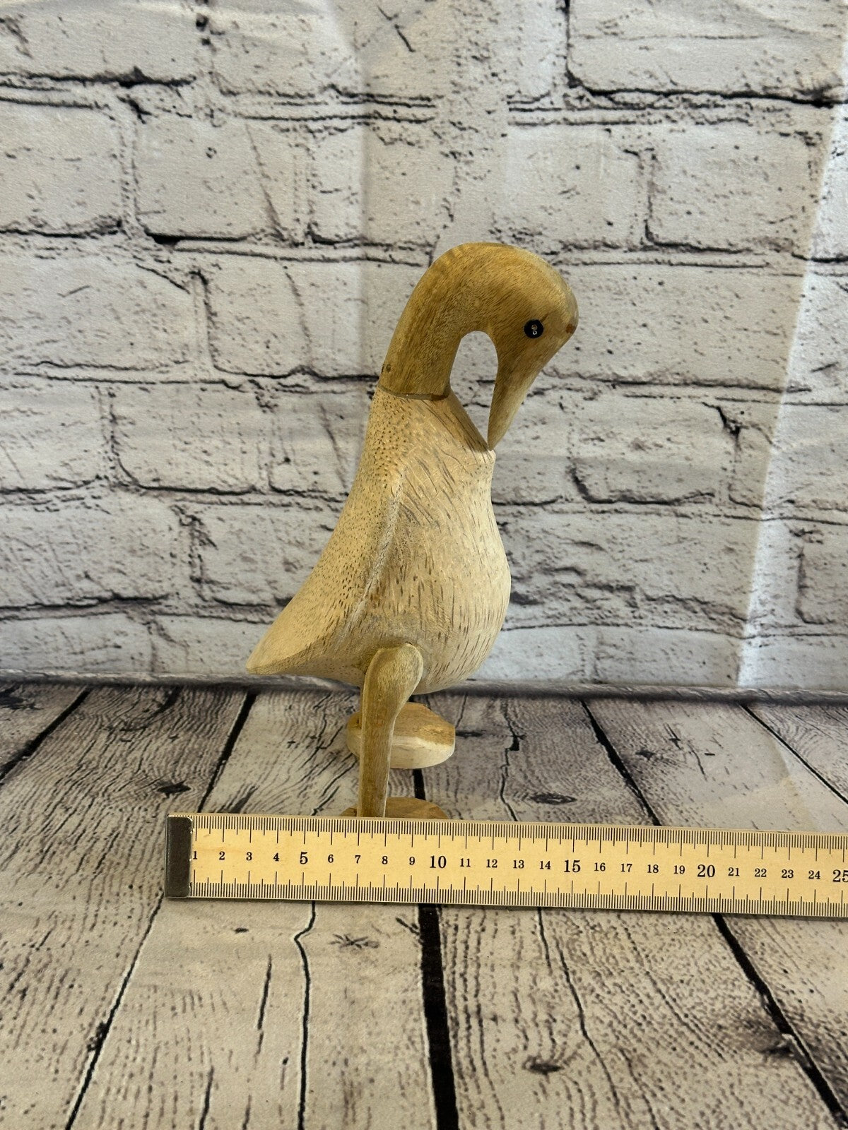 Swan Neck 25cm Tall Wooden Hairy Duckling Baby Duck Bamboo Root Fairtrade