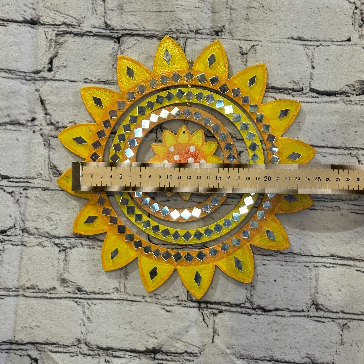 25cm Yellow Sunflower Hanging With Mirrors Window Suncatcher Indoor Mobile