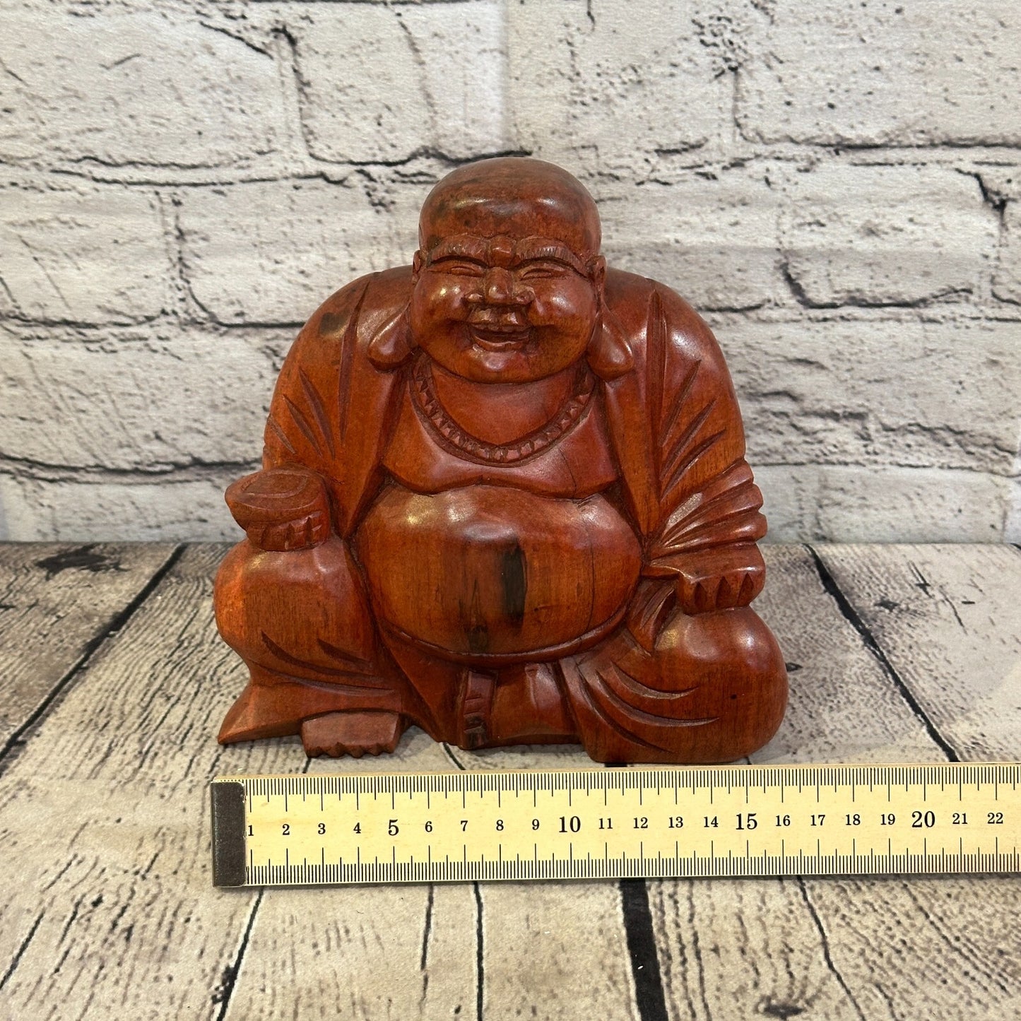 18cm Wooden Seated Buddha Meditation Meditation Serenity Hand Carved Fair Trade