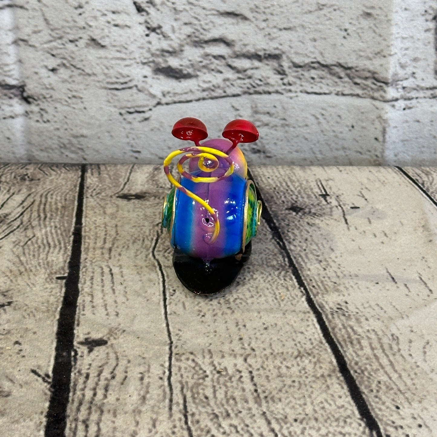 10cm x 7cm Purple Snail Bug Cartoon Postcard Holder Ornament Painted Statue