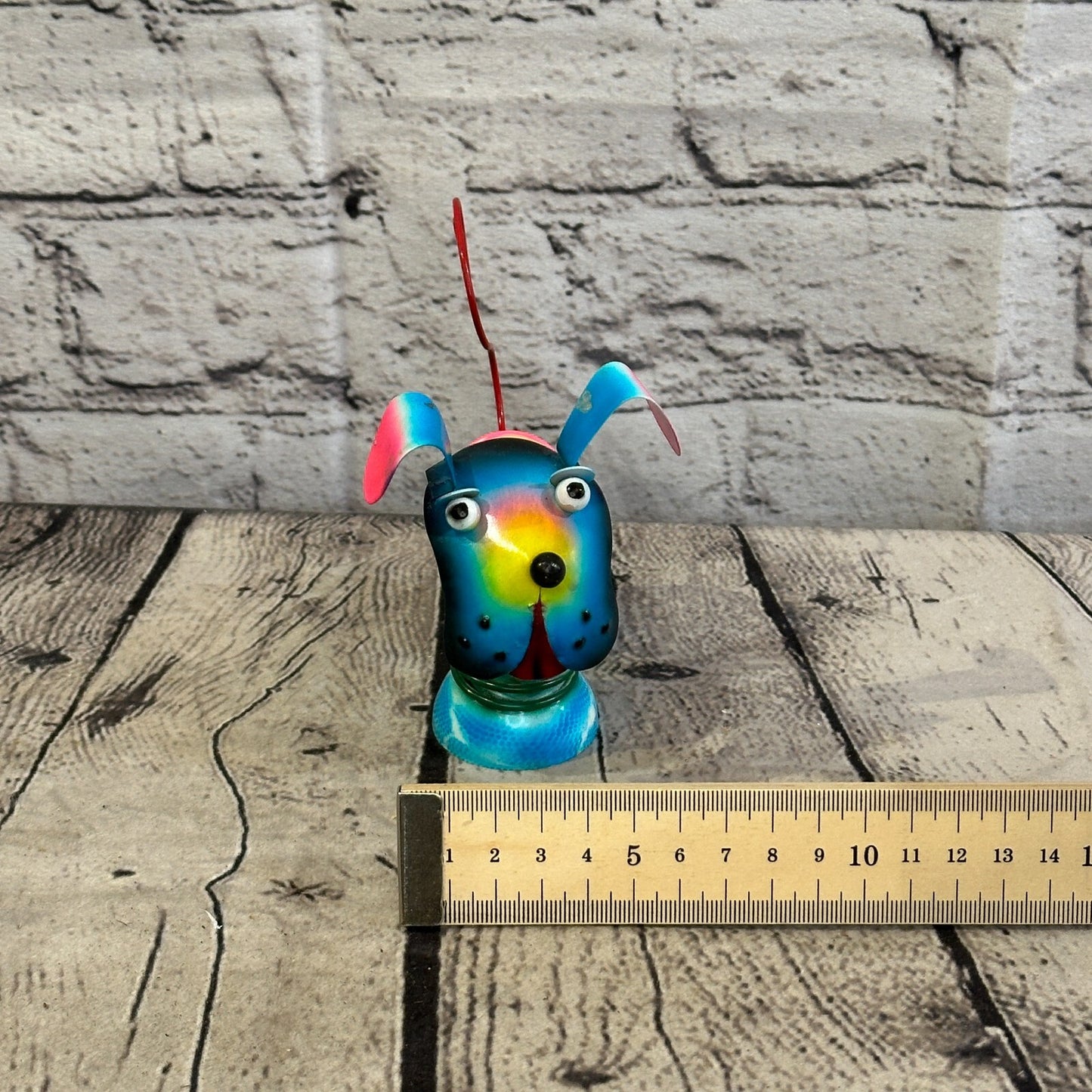 10cm x 10cm Blue Bight Colour Spring Dog Cartoon Ornament Painted Statue