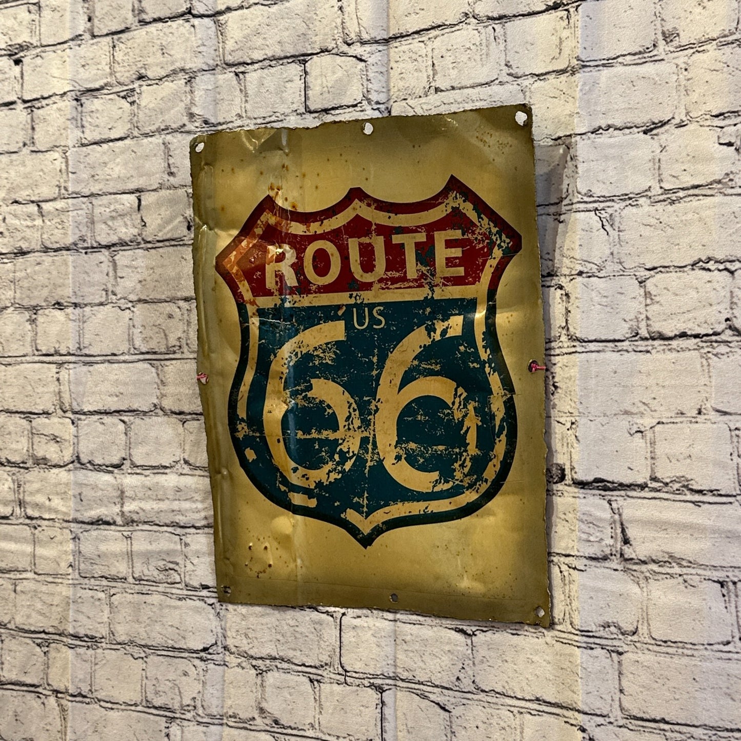 Route 66 Colourful Biker Advert Wall Plaque 42cm x 36cm Vintage Retro Tin Sign