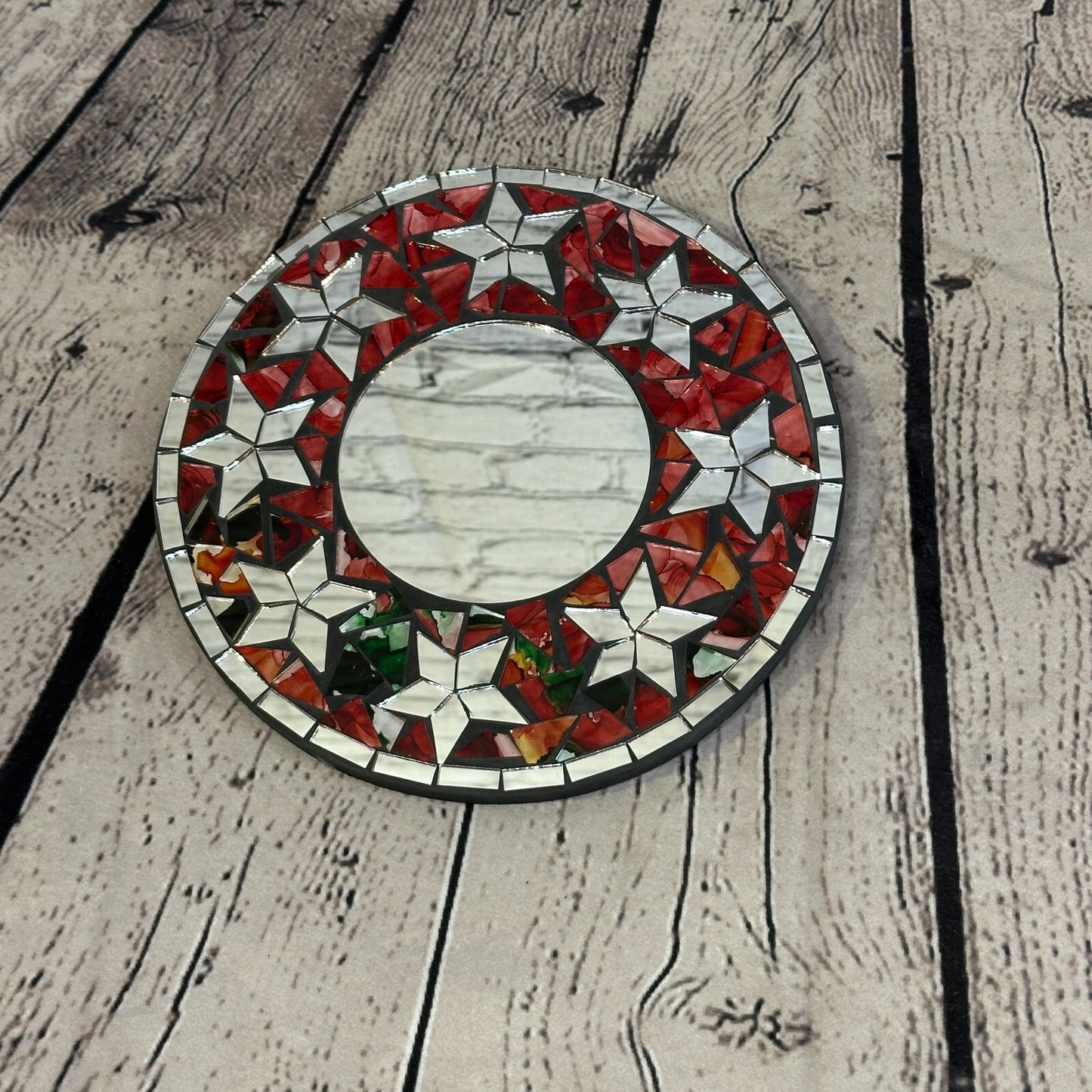 Red Star Mosaic Tile Wall Mirror 20cm x 20cm 8 Inches Handmade New