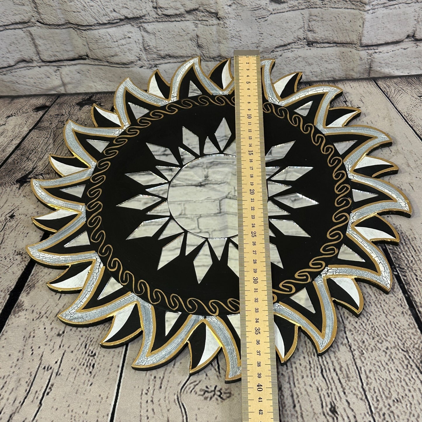 Black Star Mosaic Tile Wall Mirror 40cm x 40cm 16 Inches Handmade Fairtrade