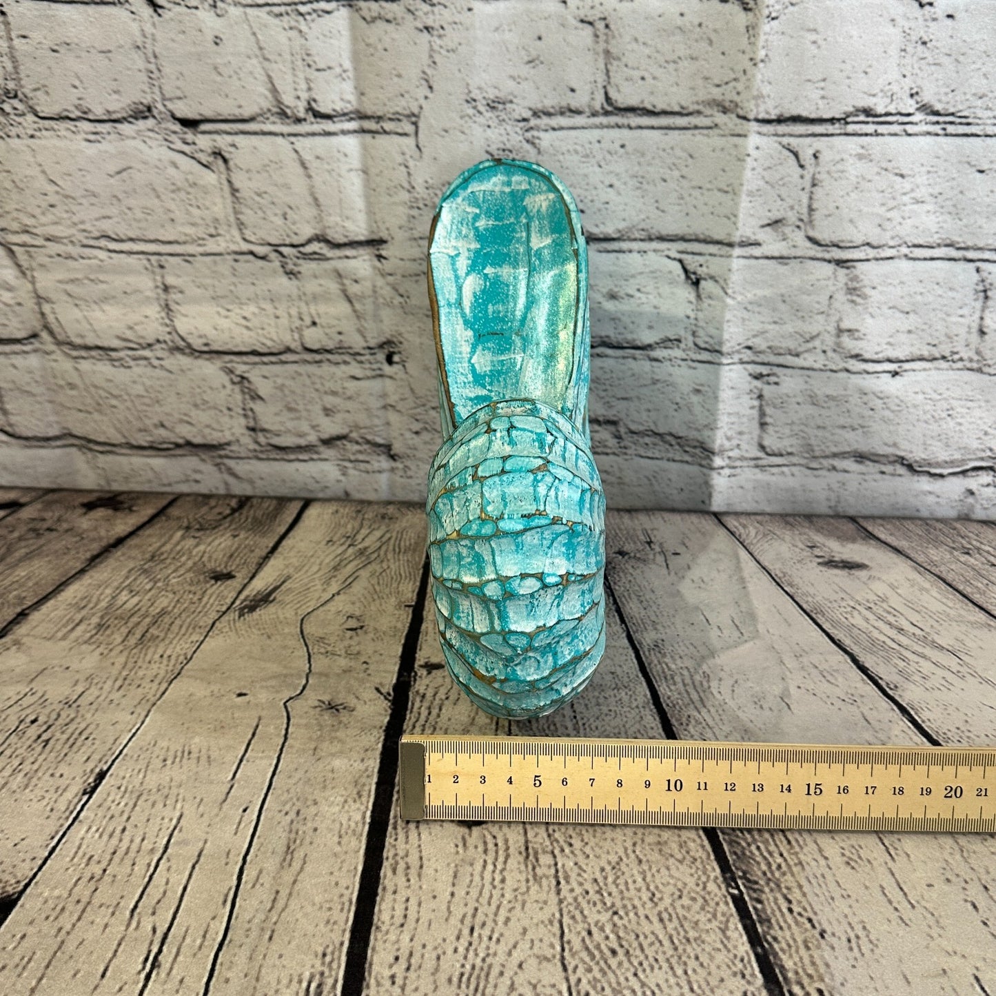 25cm Green Polish Nautilus Shell Ornament Decor Carved Light Wood Parcel Figure