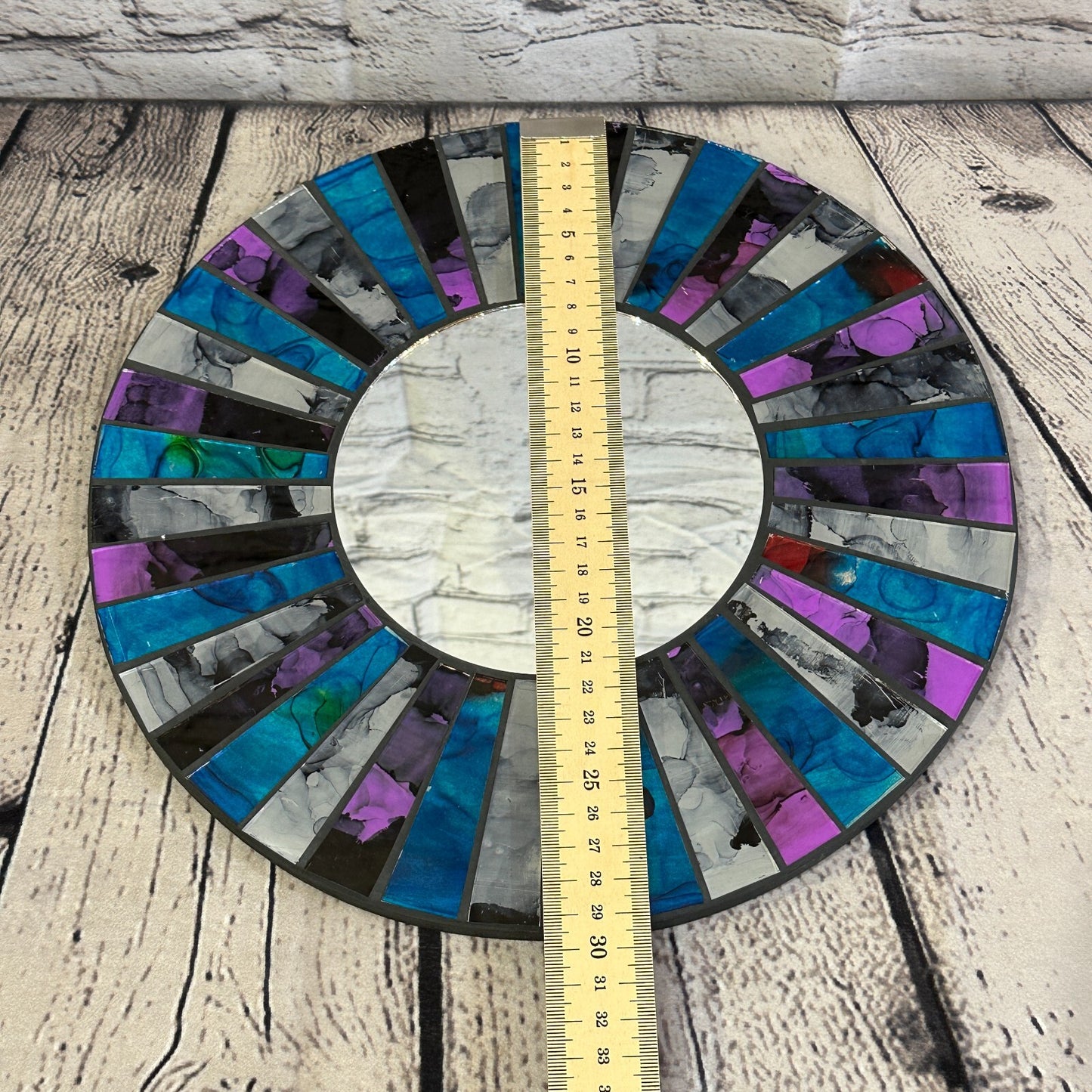 Purple Blue Line Mosaic Tile Wall Mirror 30cm x 30cm 12 Inches Handmade New