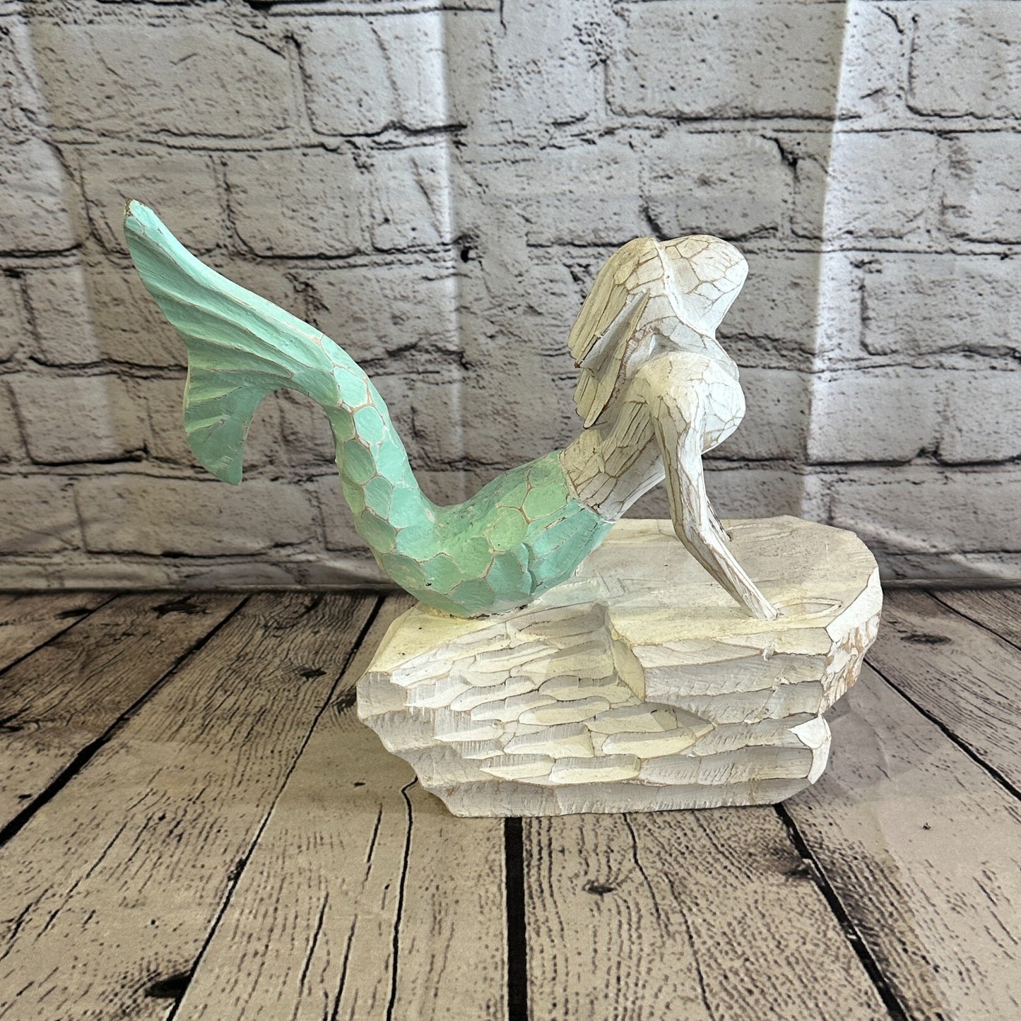 25cm Laying Front Wooden Mermaid Wall Decor Nautical Wood Mermaid Wall Sculpture