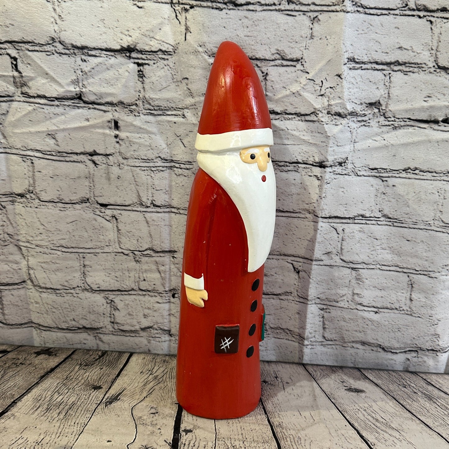 40cm x 8cm Red Pointy Hat Santa Claus Handcrafted Wood Xmas Christmas Ornament