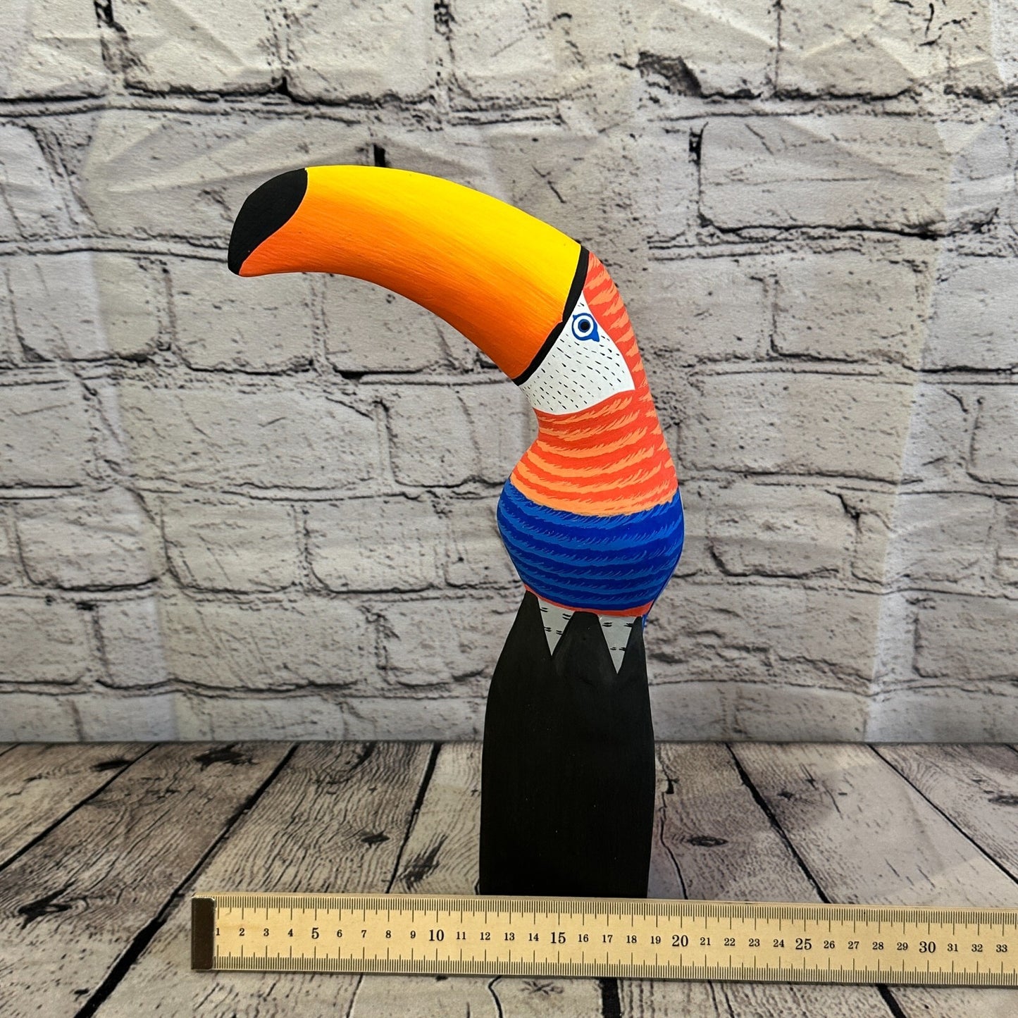 30cm Red Toucan Bird Ornament Statue Fair Trade Hand Made Carved Wood