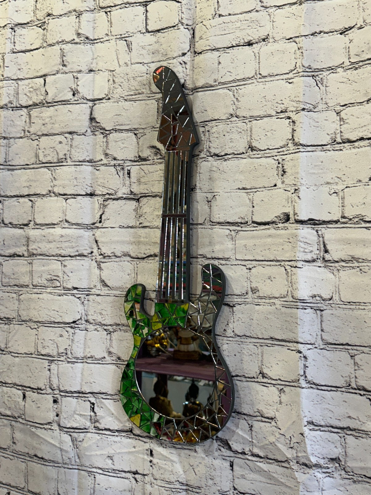 Green Guitar Mosaic Tile Wall Mirror 60cm x 20cm 24 Inches Handmade New