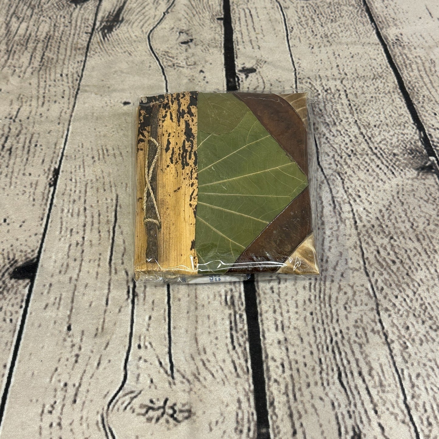 Natural Leaf Note Book 12cm x 10cm With Paper Made From Bamboo Pulp Design 5