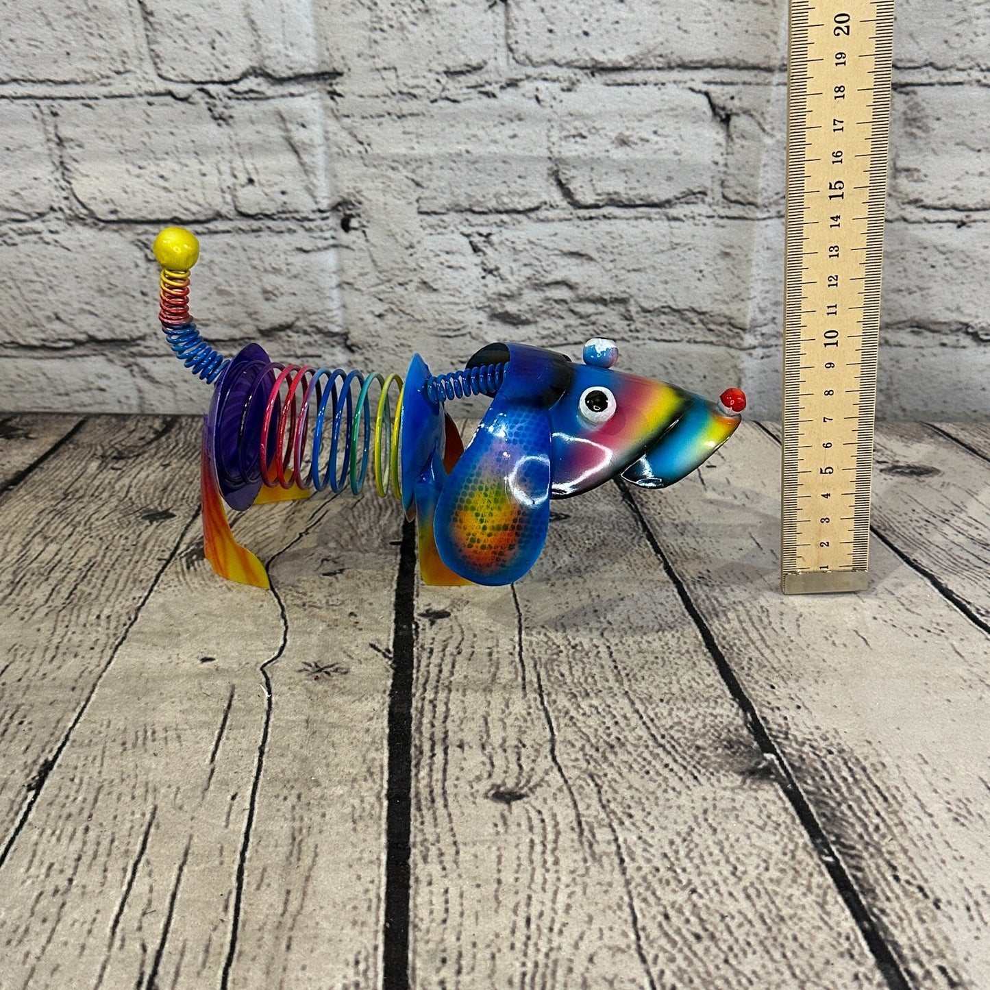 20cm x 15cm Blue Bight Colour Spring Dog Cartoon Ornament Painted Statue
