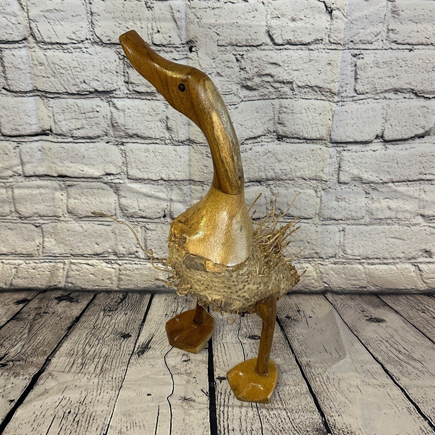 Looking Right 40cm Tall Wooden Hairy Duckling Baby Duck Bamboo Root Fairtrade