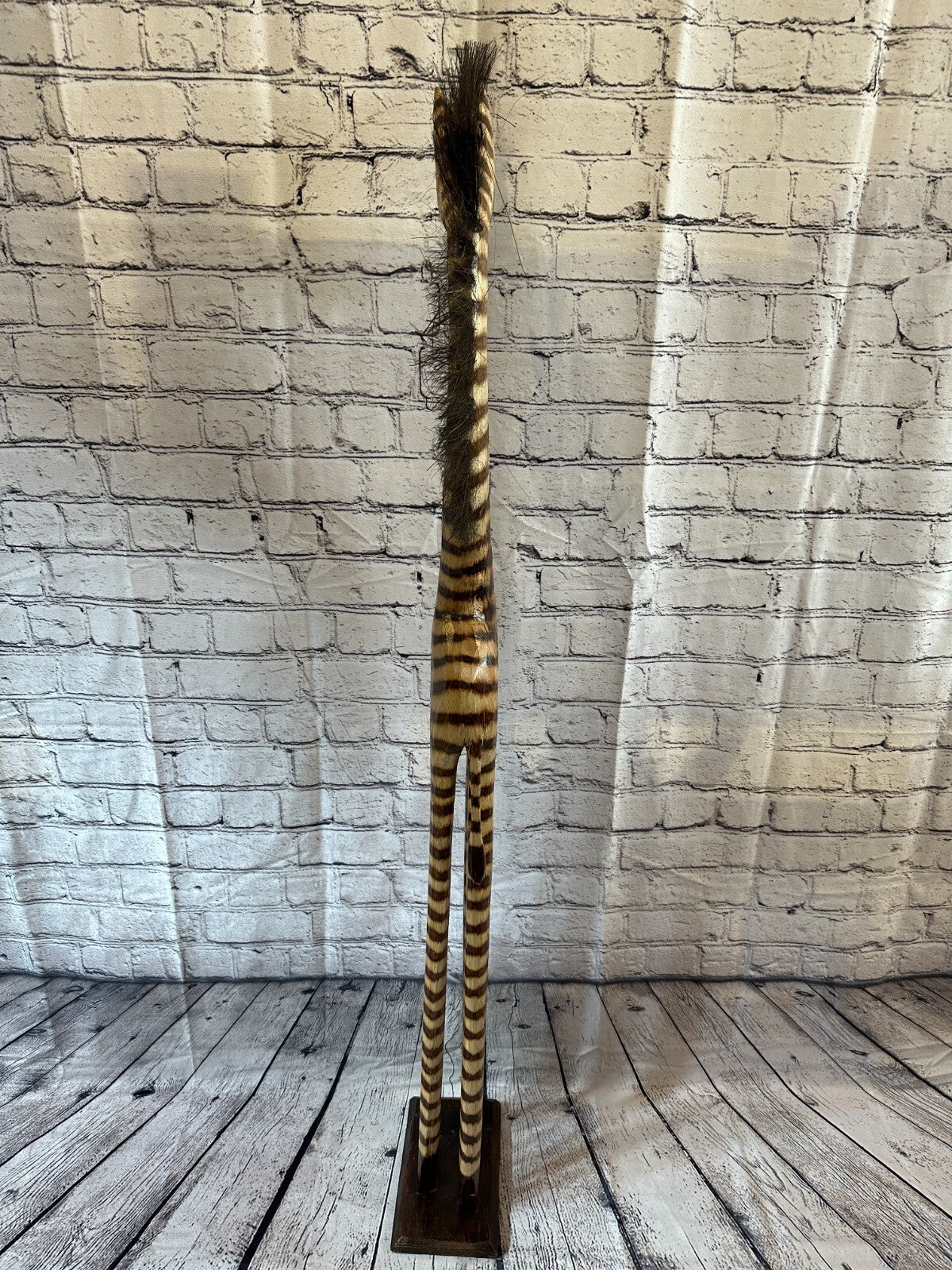120cm Burnt Pattern Wood Horse Tall Statue Wood Modern Hand Carved Painted