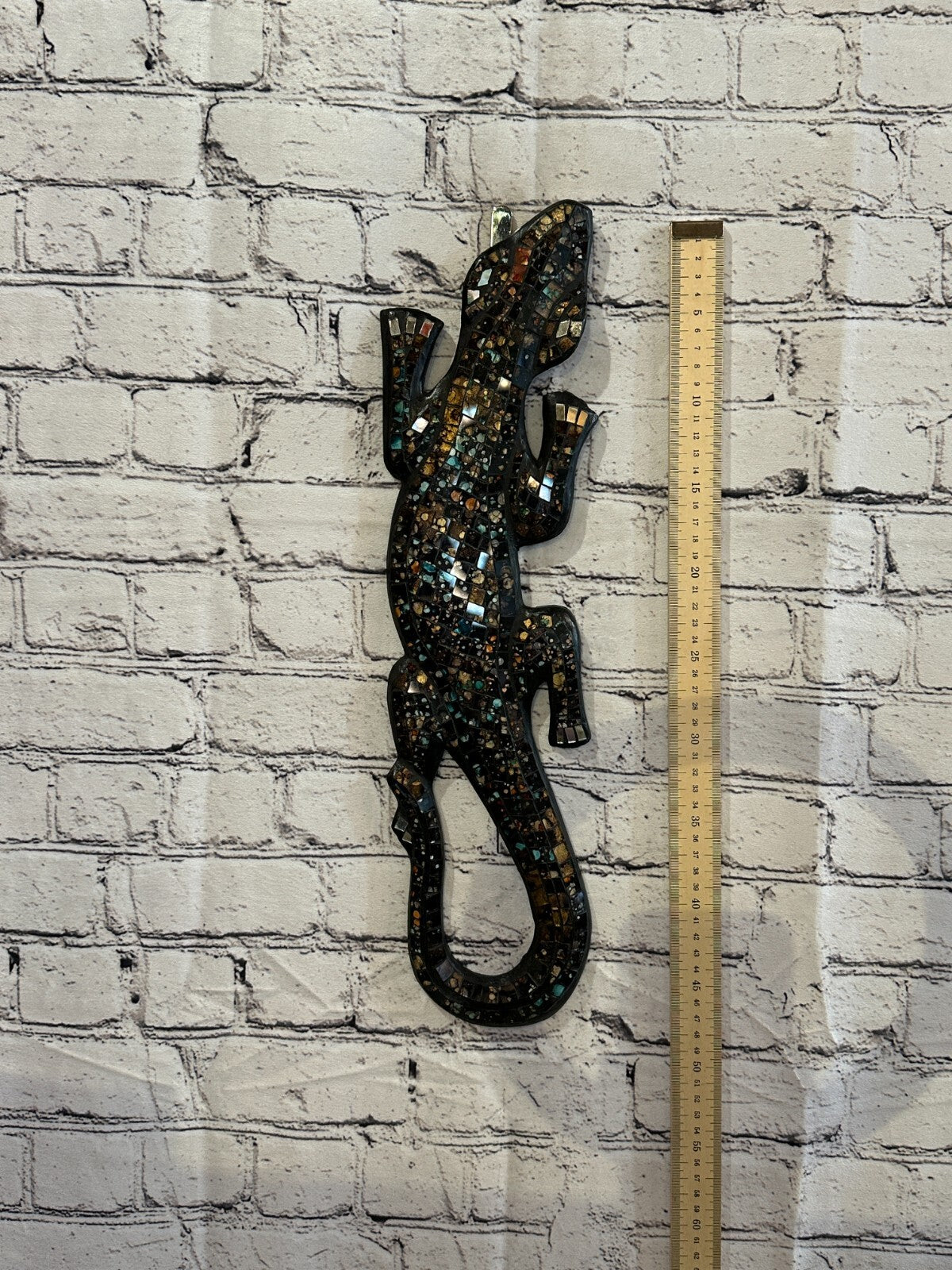 50cm Gecko Black Mosaic Wall Hanging Wooden Ornaments Wood Carving