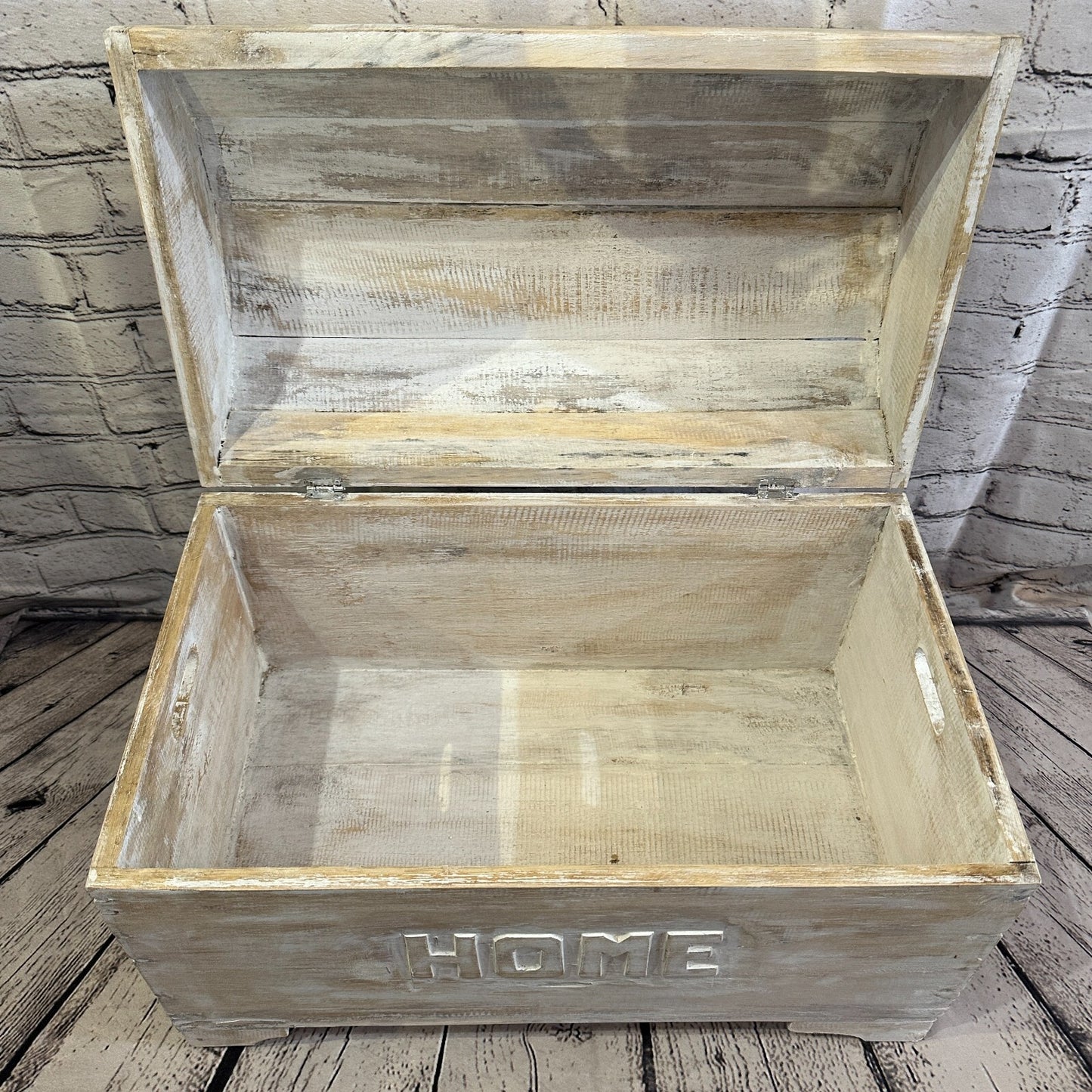 50cm x 35cm x 30cm White Home Wood Box Wooden Chest Storage Craft Handles Lid