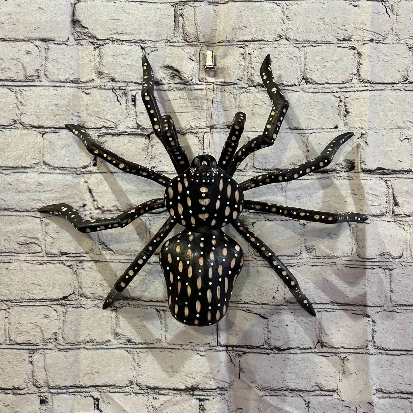 40cm x 35cm Wood Dark Spider Carving Hand Carved Walking Spider Tarantula Statue