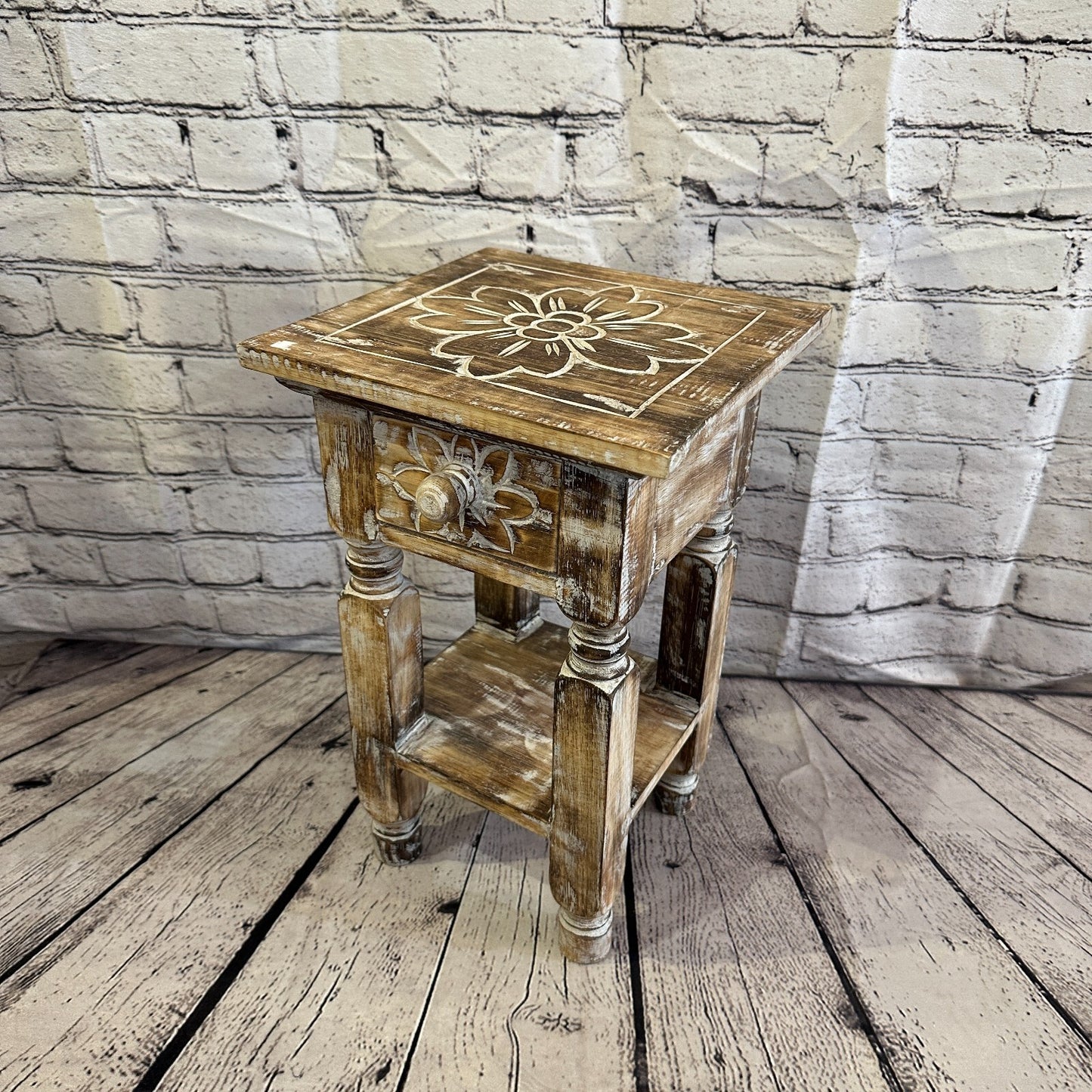 40cm x 25cm Brown 1 Draw Wooden Side Cabinet Living Hallway Storage Furniture