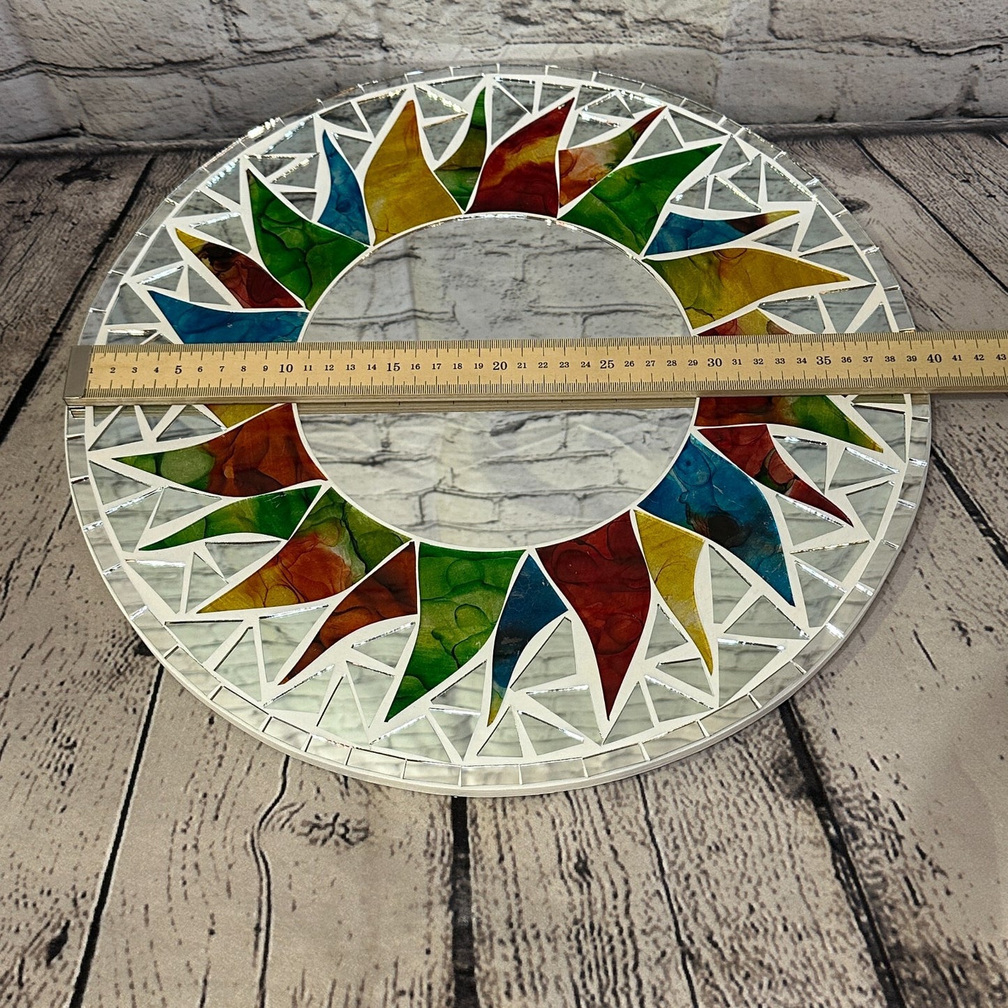 Rainbow White Sun Mosaic Tile Wall Mirror 40cm x 40cm 16 Inches Handmade New