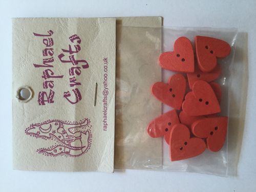 Red Heart Wooden Buttons Pack Of 10