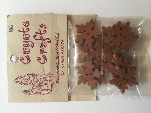 Brown Snowflakes Wooden Buttons Pack Of 10