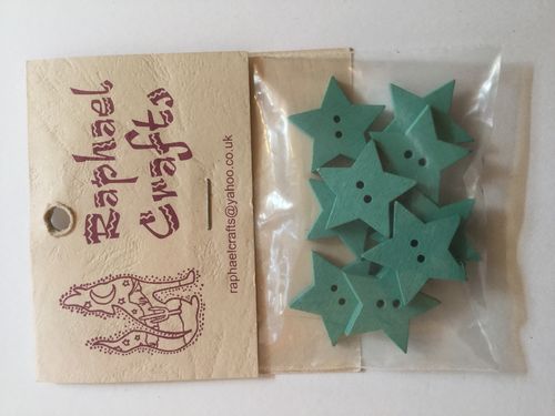 Blue Star Wooden Buttons Pack Of 10