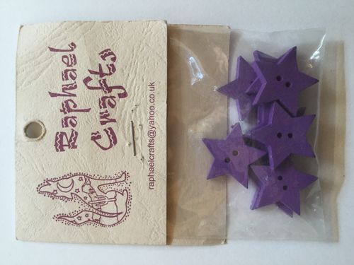 Purple Star Wooden Buttons Pack Of 10
