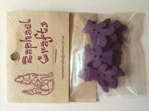 Purple Teddy Bear Wooden Buttons Pack Of 10