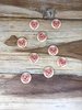 10 Wooden Button with Red Pattern Heart